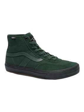 VANS |  Crockett High Leather Suede Skate High Top in Dark Green & Black